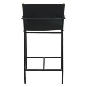 Irvine 20" Counter Armchair in Black Leather and Iron