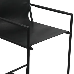 Irvine 20" Counter Armchair in Black Leather and Iron