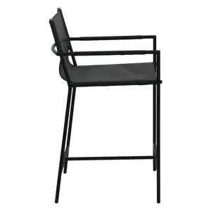 Irvine 20" Counter Armchair in Black Leather and Iron