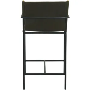 Irvine 20" Counter Armchair in Olive Green Leather and Iron