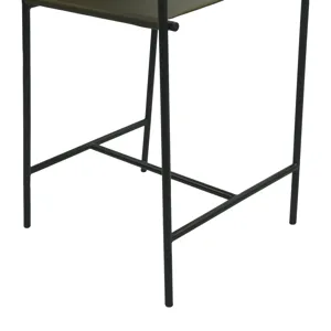 Irvine 20" Counter Armchair in Olive Green Leather and Iron