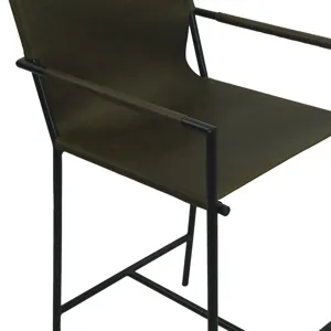 Irvine 20" Counter Armchair in Olive Green Leather and Iron
