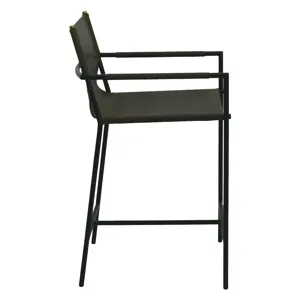 Irvine 20" Counter Armchair in Olive Green Leather and Iron