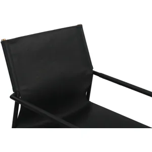Irvine 20" Dining Armchair in Black Leather and Iron