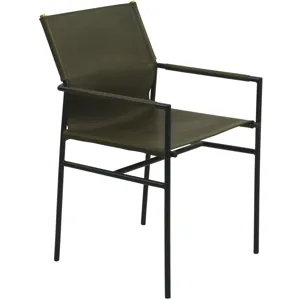 Irvine 20" Dining Armchair Olive Green Leather and Iron