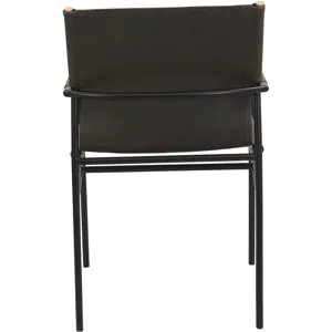 Irvine 20" Dining Armchair Olive Green Leather and Iron