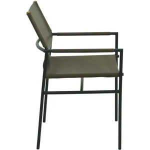 Irvine 20" Dining Armchair Olive Green Leather and Iron