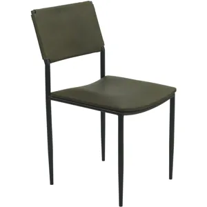 Irvine 18" Dining Chair Olive Green Leather and Iron