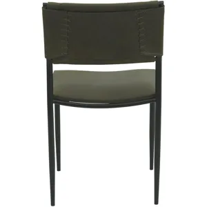 Irvine 18" Dining Chair Olive Green Leather and Iron