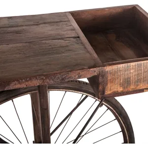 Industrial Teak 71" Bicycle Console Table in Walnut