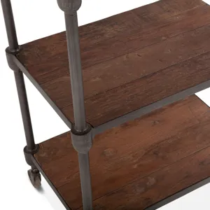 Industrial Teak 80" Wheeled Bookshelf in Natural Reclaimed Wood