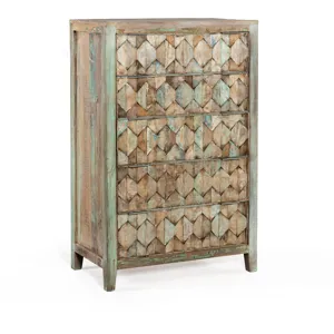 Ibiza 32" Tall Chest in Vintage Teal Reclaimed Wood
