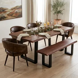 Kent Turner 23" Dining Chair in Antique Whiskey with Walnut Legs