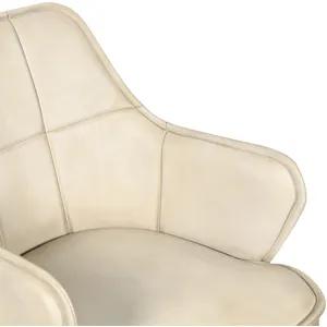 Kent Swivel Desk Chair in Antique Ivory Leather