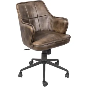 Kent Swivel Desk Chair in Antique Whiskey Leather