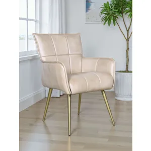 Kent Surrey 23" Armchair in Antique Ivory Leather and Gold Legs