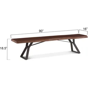 London Loft 90" Bench in Walnut
