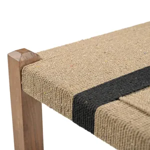 Manila 20" Ottoman Stool in Woven Natural and Black Rope