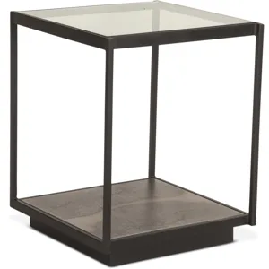 Moab 18" Side Table with Glass Top in Oxidized Black