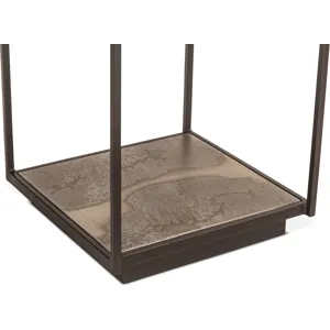 Moab 18" Side Table with Glass Top in Oxidized Black