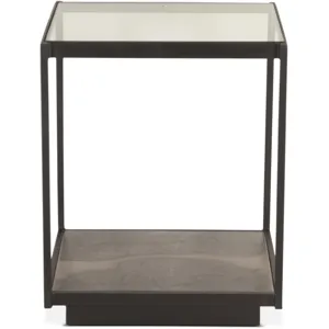 Moab 18" Side Table with Glass Top in Oxidized Black