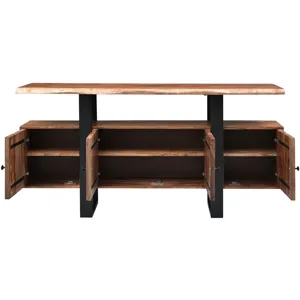 Miles 63" Live Edge Top Media Cabinet in Brownstone