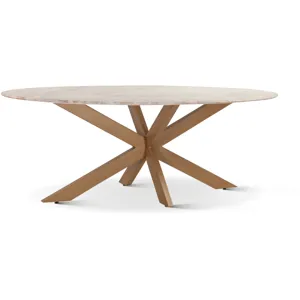 Malibu 70" Oval Dining Table in Sawar Marble with Antique Gold Base