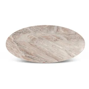 Malibu 70" Oval Dining Table in Sawar Marble with Antique Gold Base