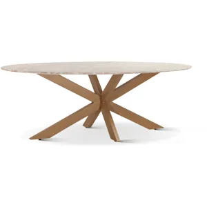 Malibu 90" Oval Dining Table in Sawar Marble with Antique Gold Base