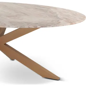 Malibu 90" Oval Dining Table in Sawar Marble with Antique Gold Base