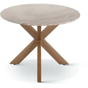 Malibu 90" Oval Dining Table in Sawar Marble with Antique Gold Base