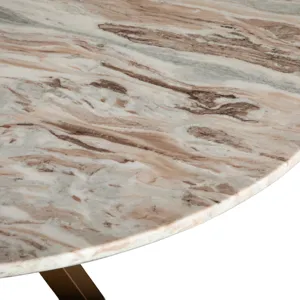 Malibu 48" Round Table in Sawar Marble with Antique Gold Base