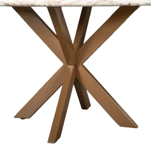 Malibu 48" Round Table in Sawar Marble with Antique Gold Base