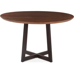 Mozambique 48" Round Dining Table in Walnut and Antique Zinc