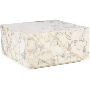 Nile 32" Drum Coffee Table in Alabaster Marble