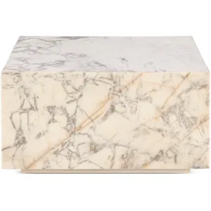 Nile 32" Drum Coffee Table in Alabaster Marble