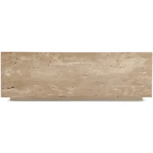 Nile 50" Drum Coffee Table in Travertine Stone
