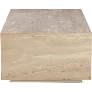Nile 50" Drum Coffee Table in Travertine Stone