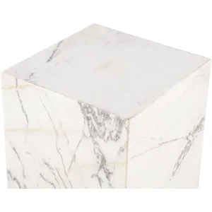 Nile 15" Drum Side Table in Alabaster Marble