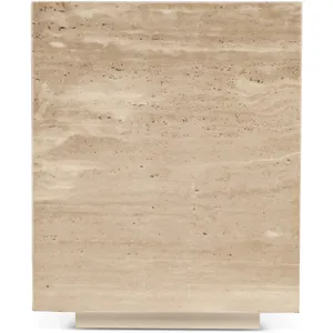 Nile 18" Drum Side Table in Travertine Stone