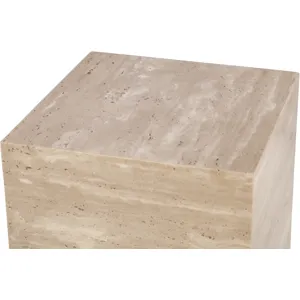 Nile 18" Drum Side Table in Travertine Stone