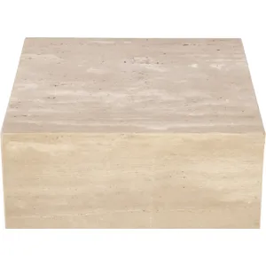 Nile 18" Drum Side Table in Travertine Stone