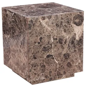Nile 22" Drum Side Table in Dark Emperador Marble