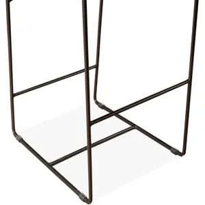 New York 18" Bar Chair in Brown Buffalo Leather and Iron