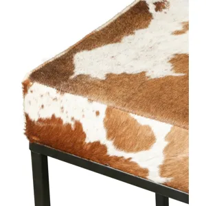 New York 54" Bench in Brown Cowhide Leather and Iron