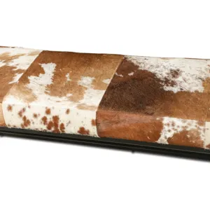 New York 54" Bench in Brown Cowhide Leather and Iron