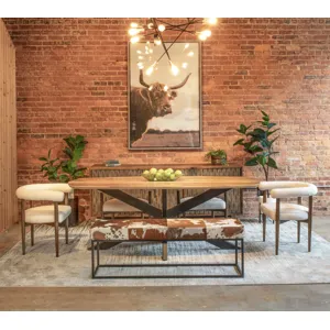 Rapallo 82" Dining Table in Natural Mango Wood and Iron