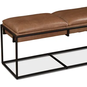 New York 62" Bench in Cognac Leather and Iron