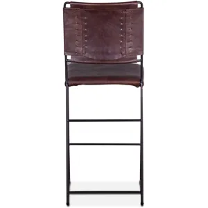 New York 17" Counter Chair in Chocolate Top Grain Leather and Iron