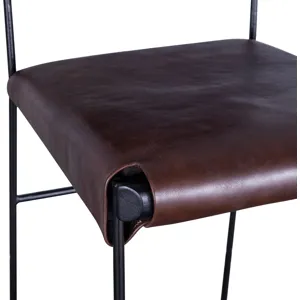 New York 17" Counter Chair in Chocolate Top Grain Leather and Iron